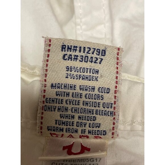 True Religion Women's Jayde White Cut-Off Shorts Size 28 Button Fly Flap Pocket - Picture 10 of 12